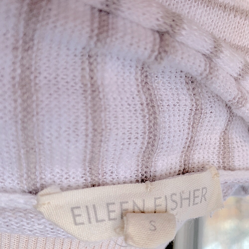 Eileen Fisher Linen gray & white striped open front cardigan S - Picture 8 of 10